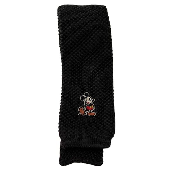 VTG WALT DISNEY PROD MICKEY MOUSE NECKTIE BLACK Cotton MADE IN USA 1090AT - Picture 6 of 6